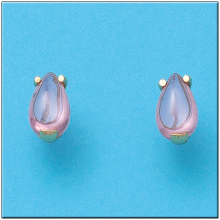 PENDIENTES EN ORO DE 18KL PIEDRA ROSA
