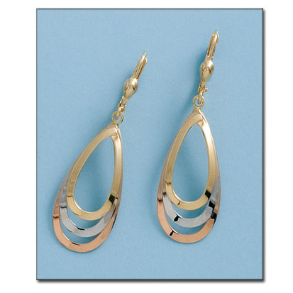 PENDIENTES EN ORO DE 18KL TRICOLOR