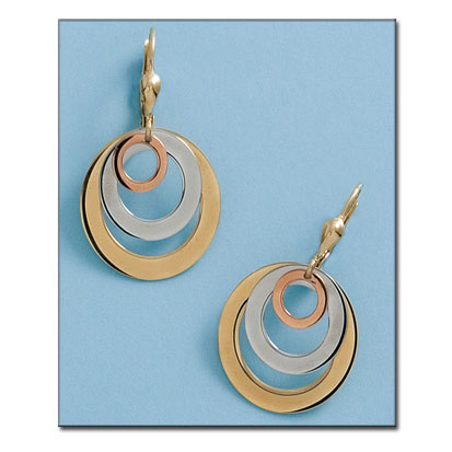 PENDIENTES EN ORO DE 18KL TRICOLOR
