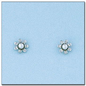 PENDIENTES FLOR ORO BLANCO DE 18KL
