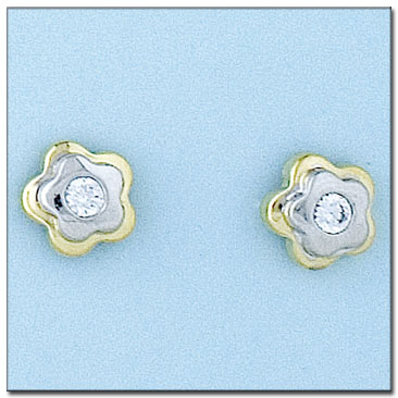 PENDIENTES ORO 18KL BICOLOR FLOR