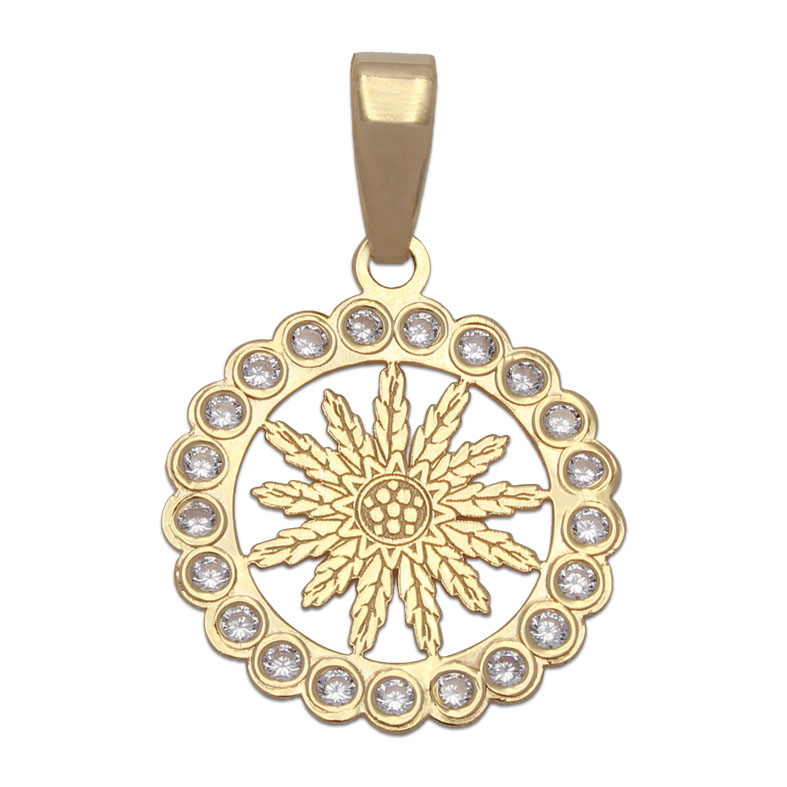 COLGANTE ORO 18KL FLOR EGUZKILORE - 15MM