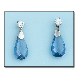 PENDIENTES ORO BLANCO 18KL COLOR AGUA MARINA