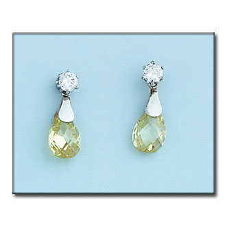 PENDIENTES ORO BLANCO 18KL COLOR PERIDOT