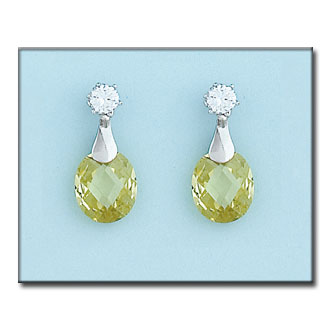 PENDIENTES ORO BLANCO 18KL COLOR PERIDOT