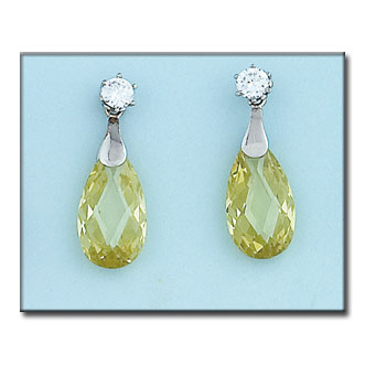 PENDIENTES ORO BLANCO 18KL COLOR PERIDOT