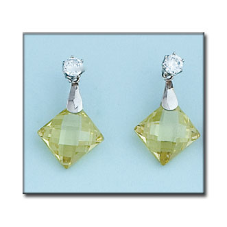 PENDIENTES ORO BLANCO 18KL COLOR PERIDOT