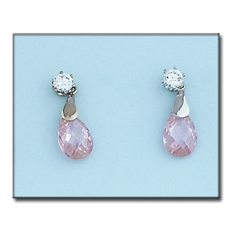 PENDIENTES ORO BLANCO 18KL COLOR ROSA