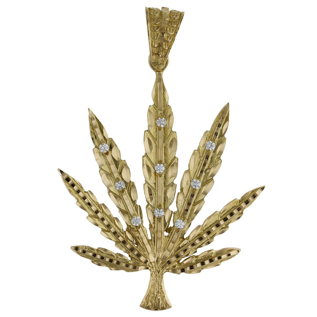 COLGANTE ORO 18KL HOJA MARIHUANA