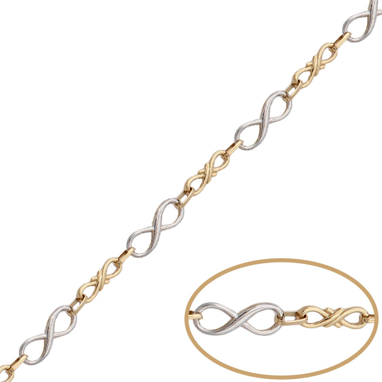 PULSERA BICOLOR INFINITOS ORO 18KL