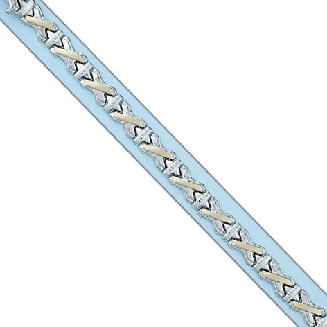PULSERA BICOLOR TROQUELADA ORO 18KL