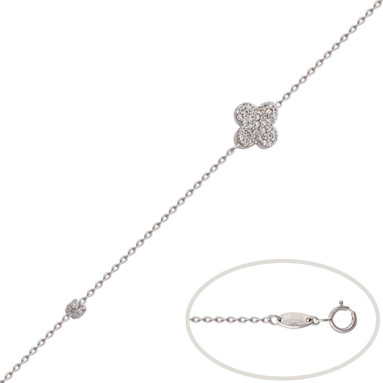 PULSERA FLOR ORO BLANCO 18KL CIRCONITAS