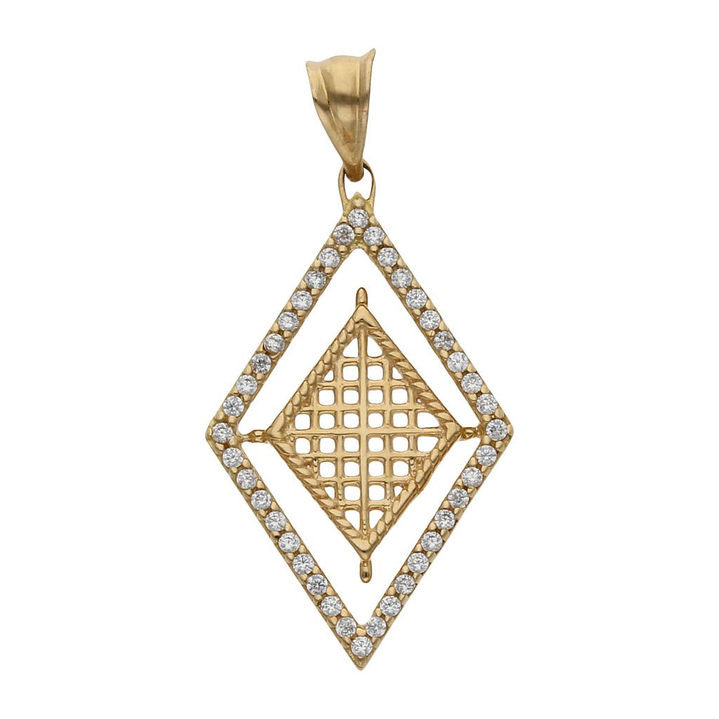 COLGANTE ORO 18KL ROMBO CIRCONITAS