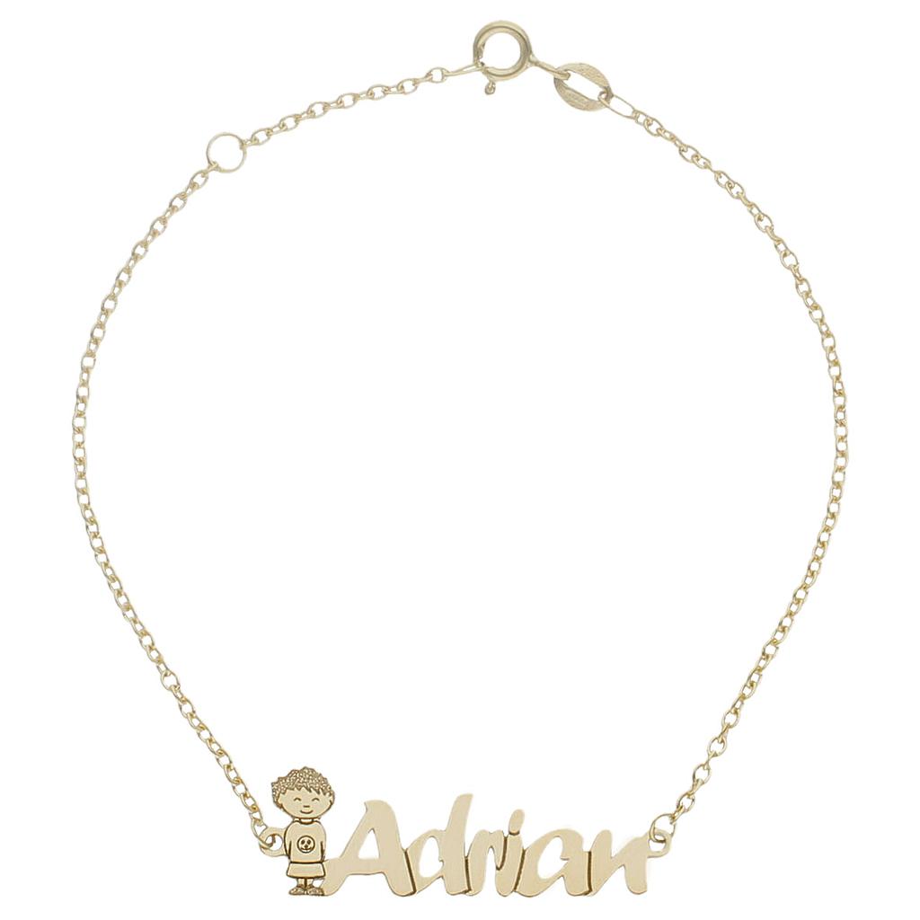 PULSERA NIÑO + NOMBRE ORO 18KL