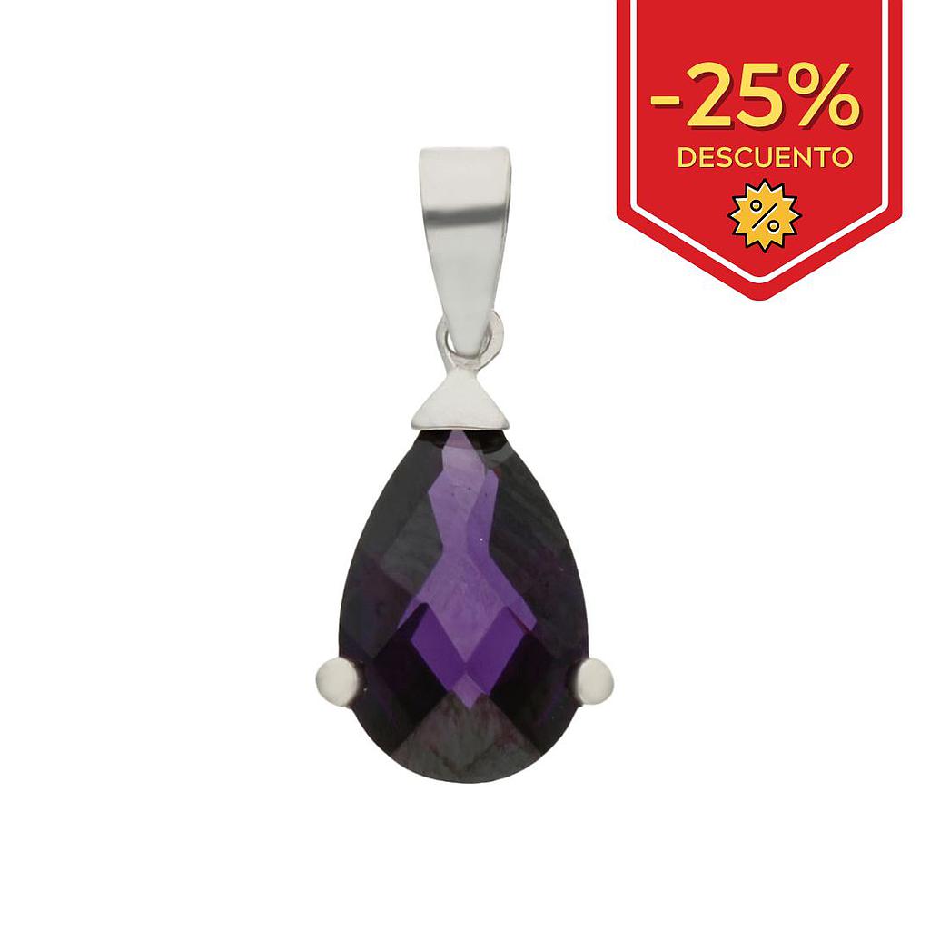 COLGANTE ORO BLANCO 18KL PIEDRA VIOLETA