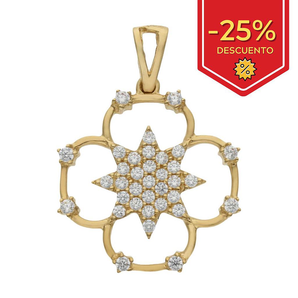 COLGANTE ORO DE 18KL FLOR CIRCONITAS