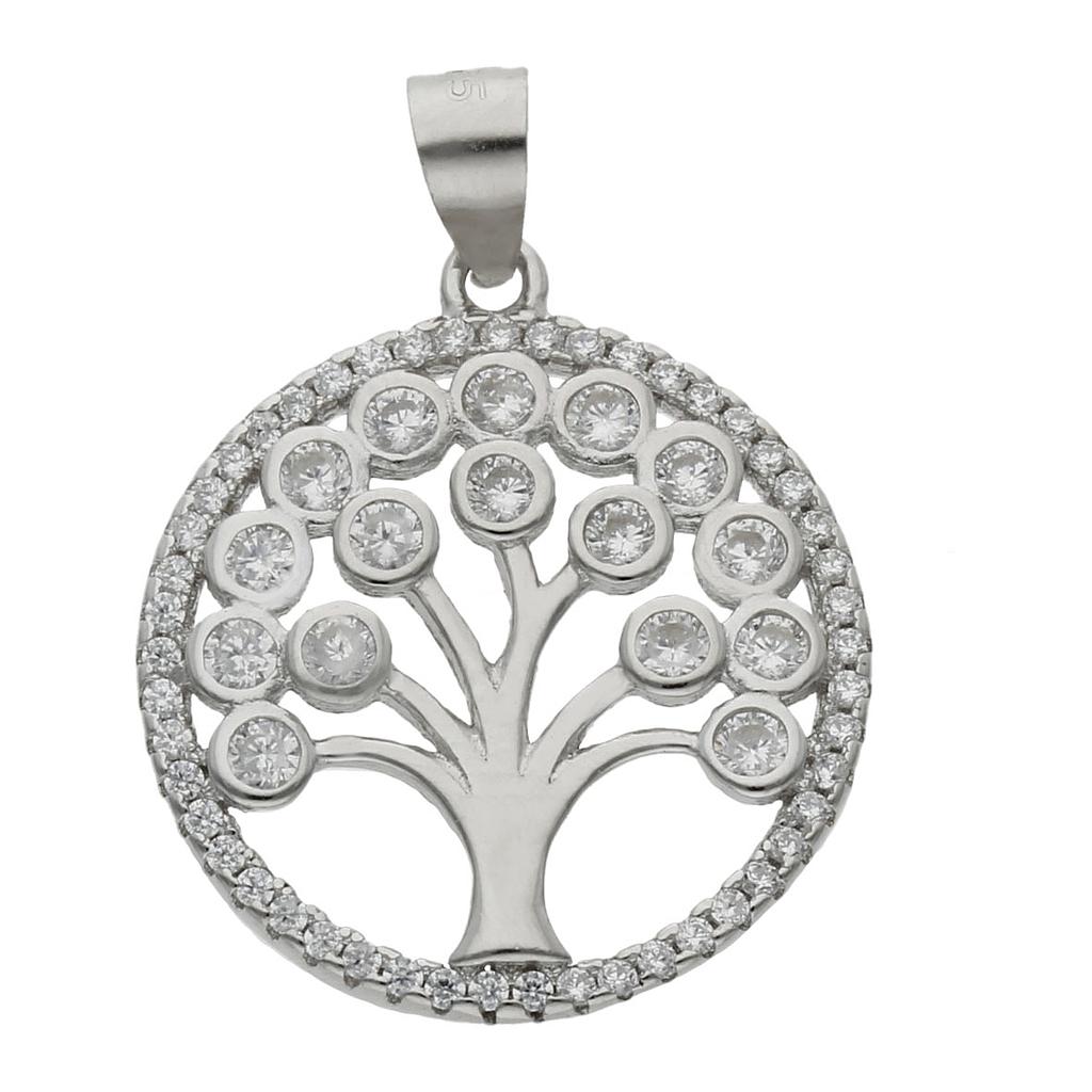 COLGANTE PLATA 925MM ARBOL DE LA VIDA CIRCONITAS - 20MM