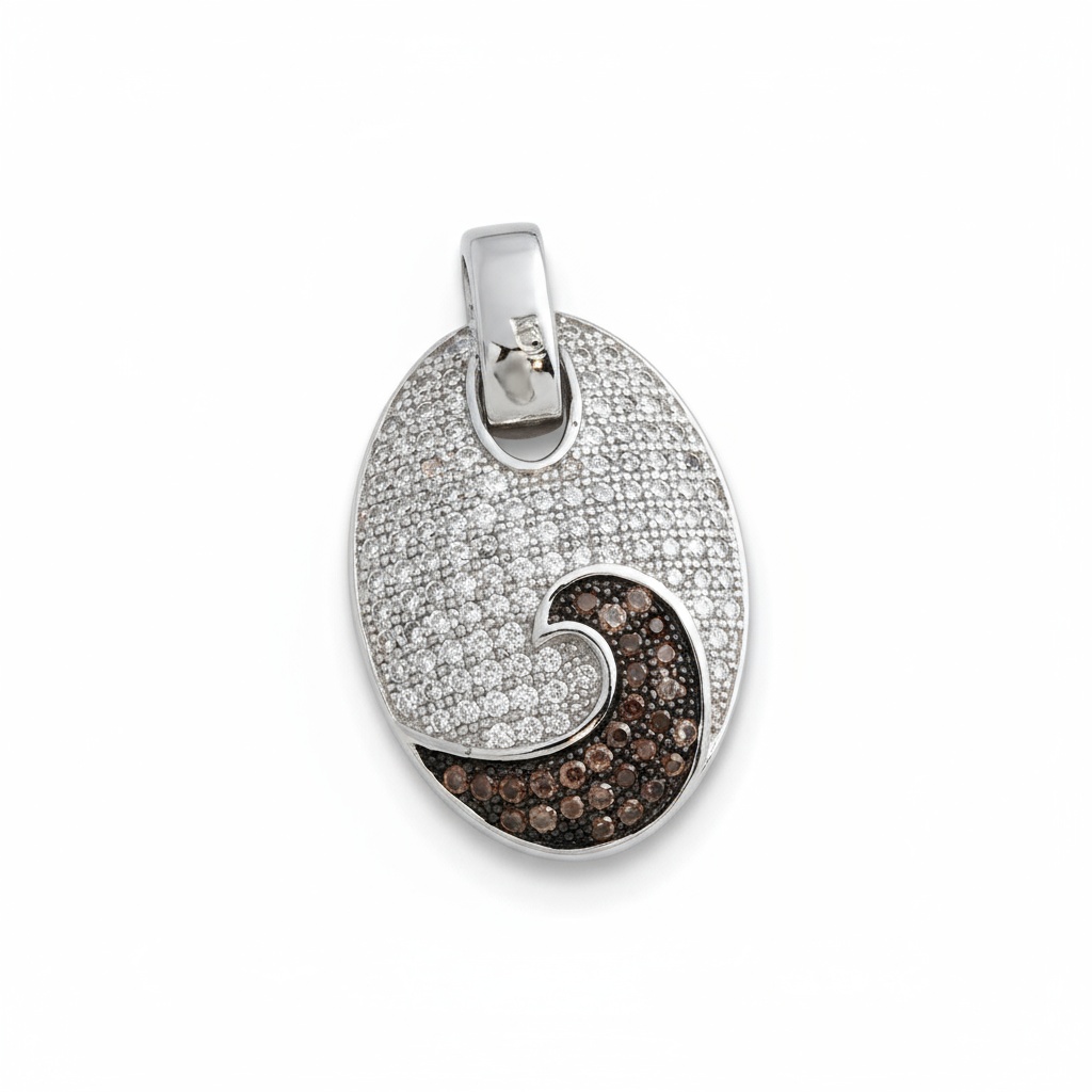 COLGANTE PLATA 925MM CIRCONITAS MARRONES