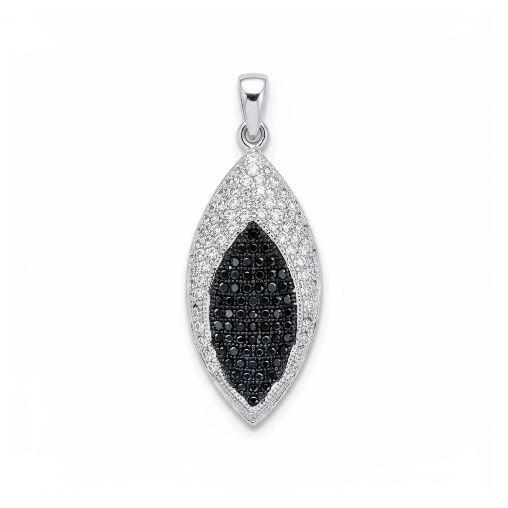 COLGANTE PLATA 925MM CIRCONITAS NEGRAS