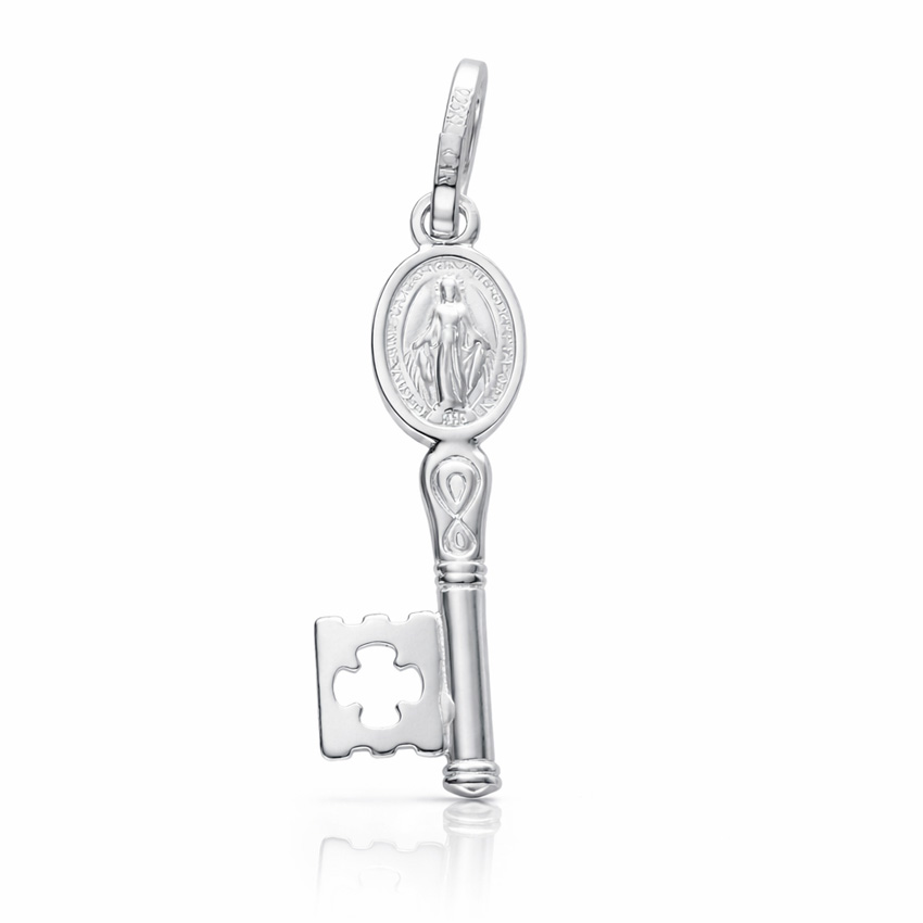 COLGANTE PLATA 925MM LLAVE V. MILAGROSA PEQUEÑA - 6x24MM