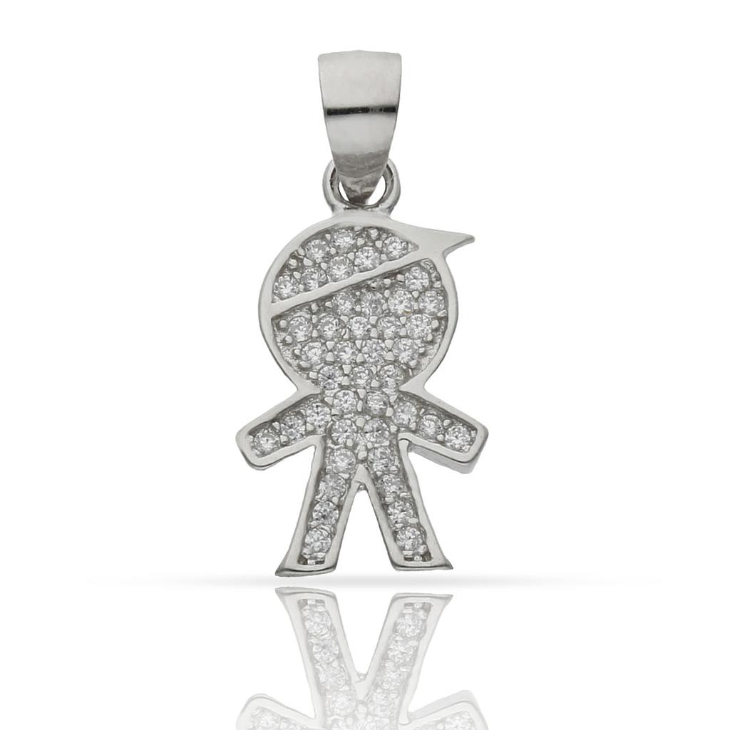 COLGANTE PLATA 925MM NIÑO CIRCONITAS - 10x14MM