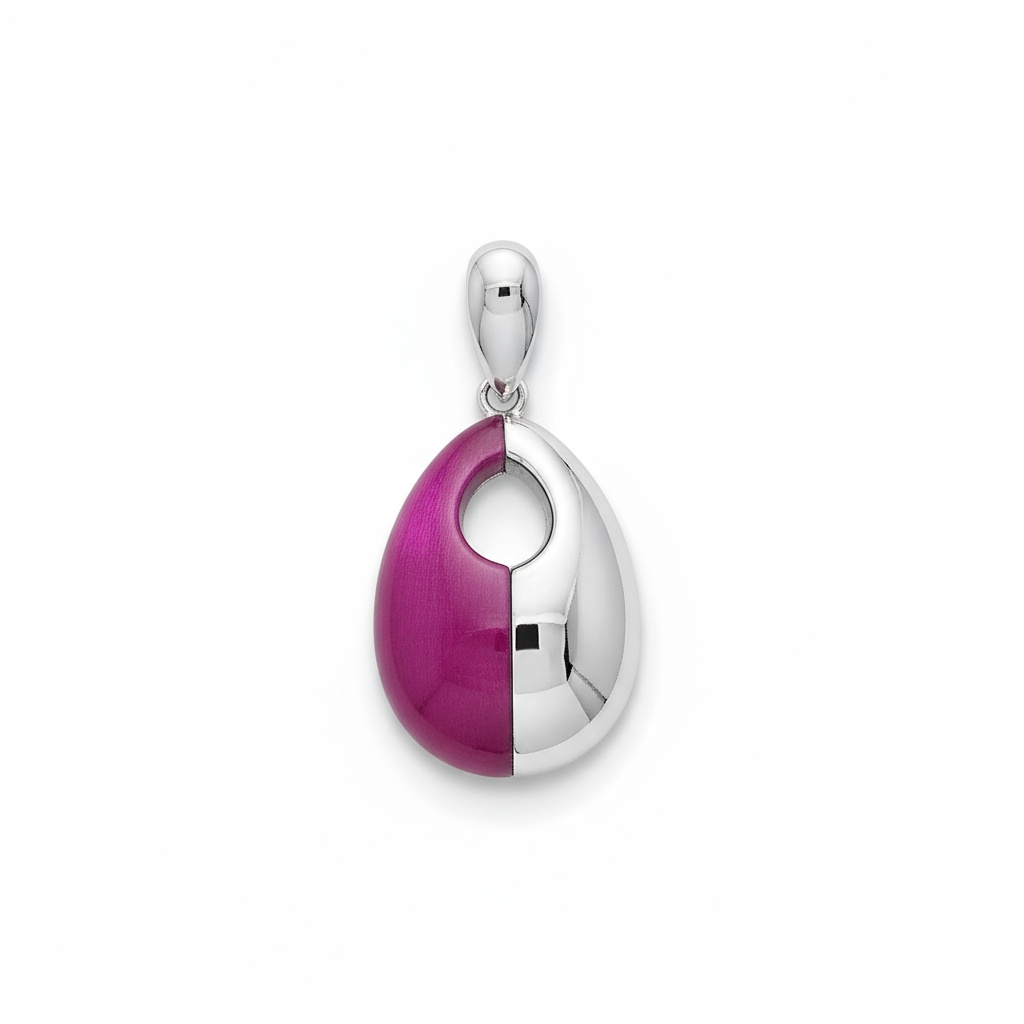 COLGANTE PLATA 925MM OJO DE GATO FUCSIA