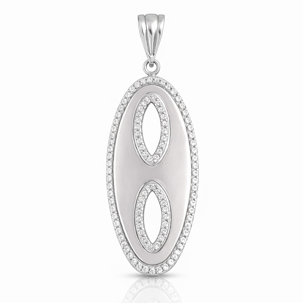 COLGANTE PLATA 925MM OVALADO CIRCONITAS