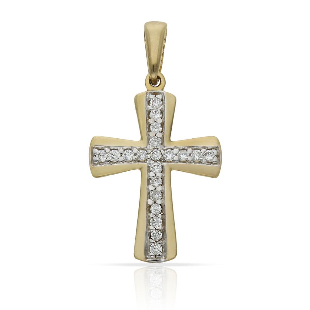 CRUZ ORO 18KL BICOLOR CIRCONITAS - 14x21MM