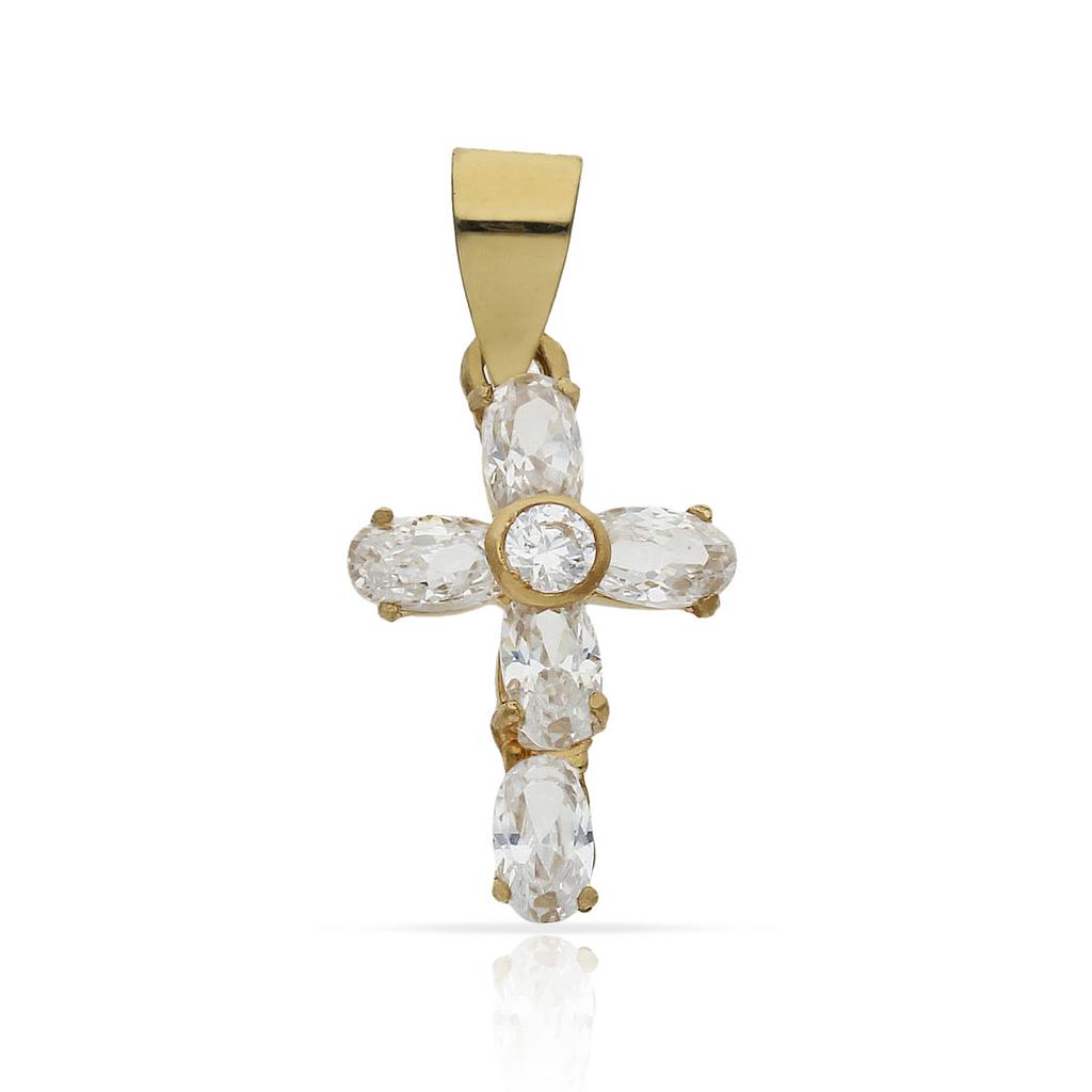 CRUZ ORO 18KL CIRCONITAS - 12x19MM