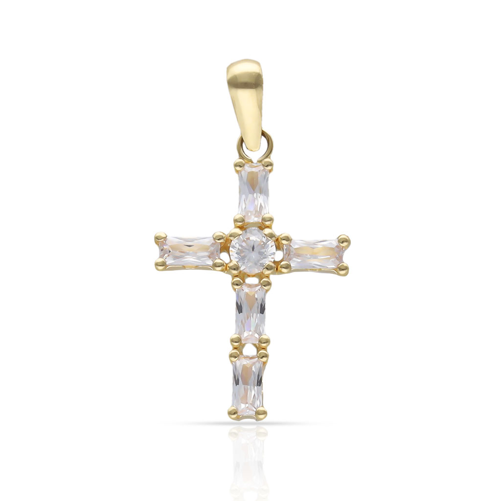 CRUZ ORO 18KL CIRCONITAS - 13x18MM