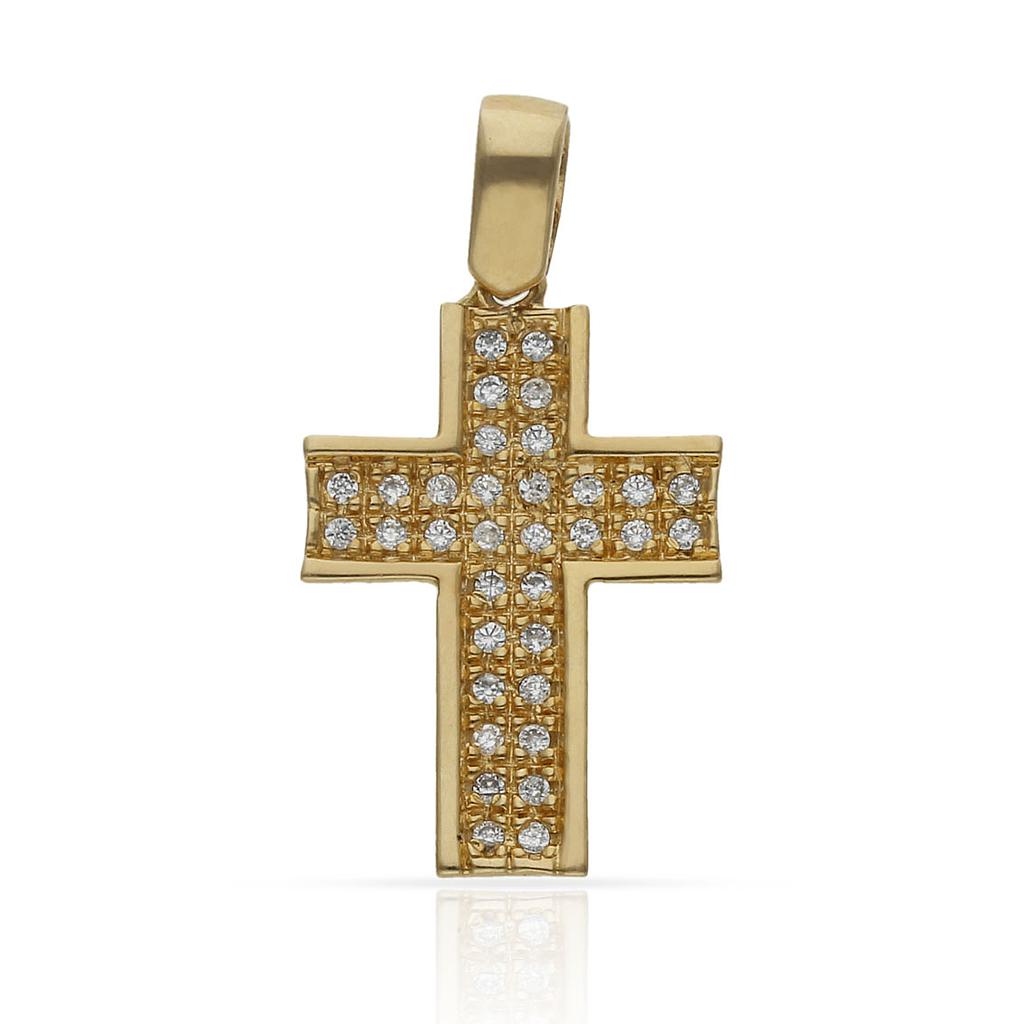 CRUZ ORO 18KL CIRCONITAS - 14x20MM