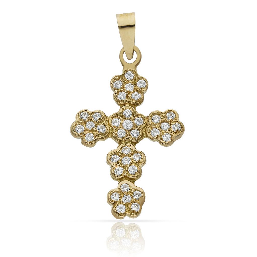 CRUZ ORO 18KL CIRCONITAS - 18X28MM