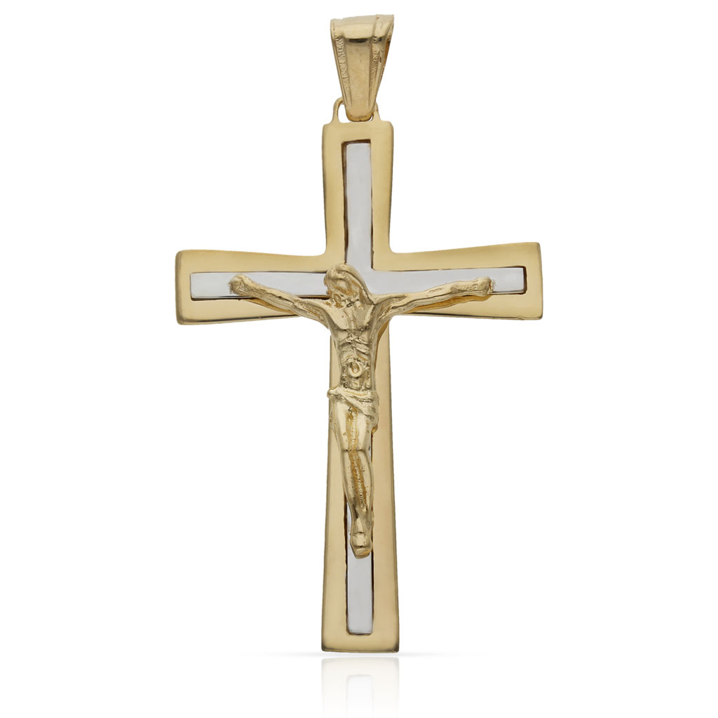 CRUZ ORO 18KL CRISTO BICOLOR
