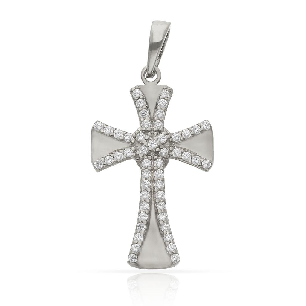 CRUZ ORO BLANCO 18KL CIRCONITAS - 13x22MM