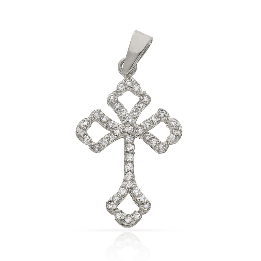 CRUZ ORO BLANCO 18KL CIRCONITAS - 14x22MM