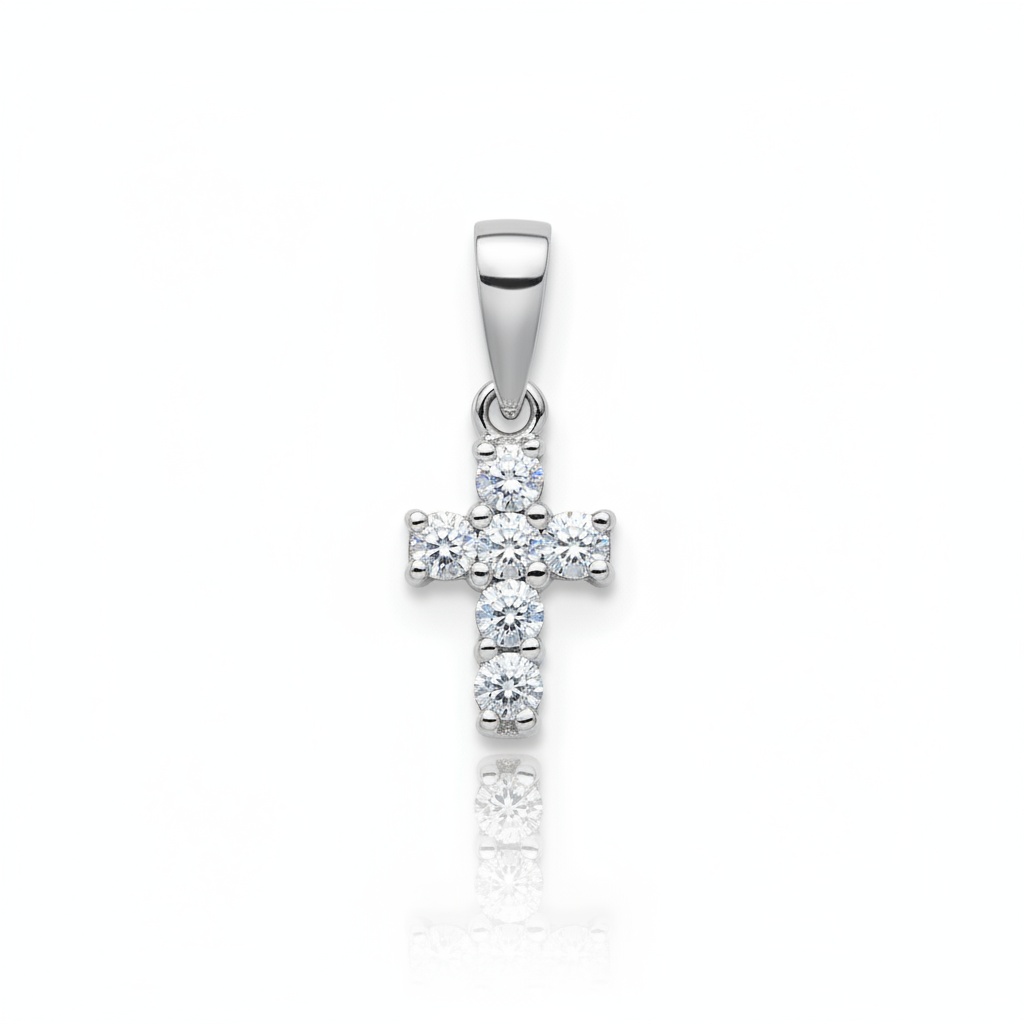 CRUZ ORO BLANCO 18KL DIAMANTES