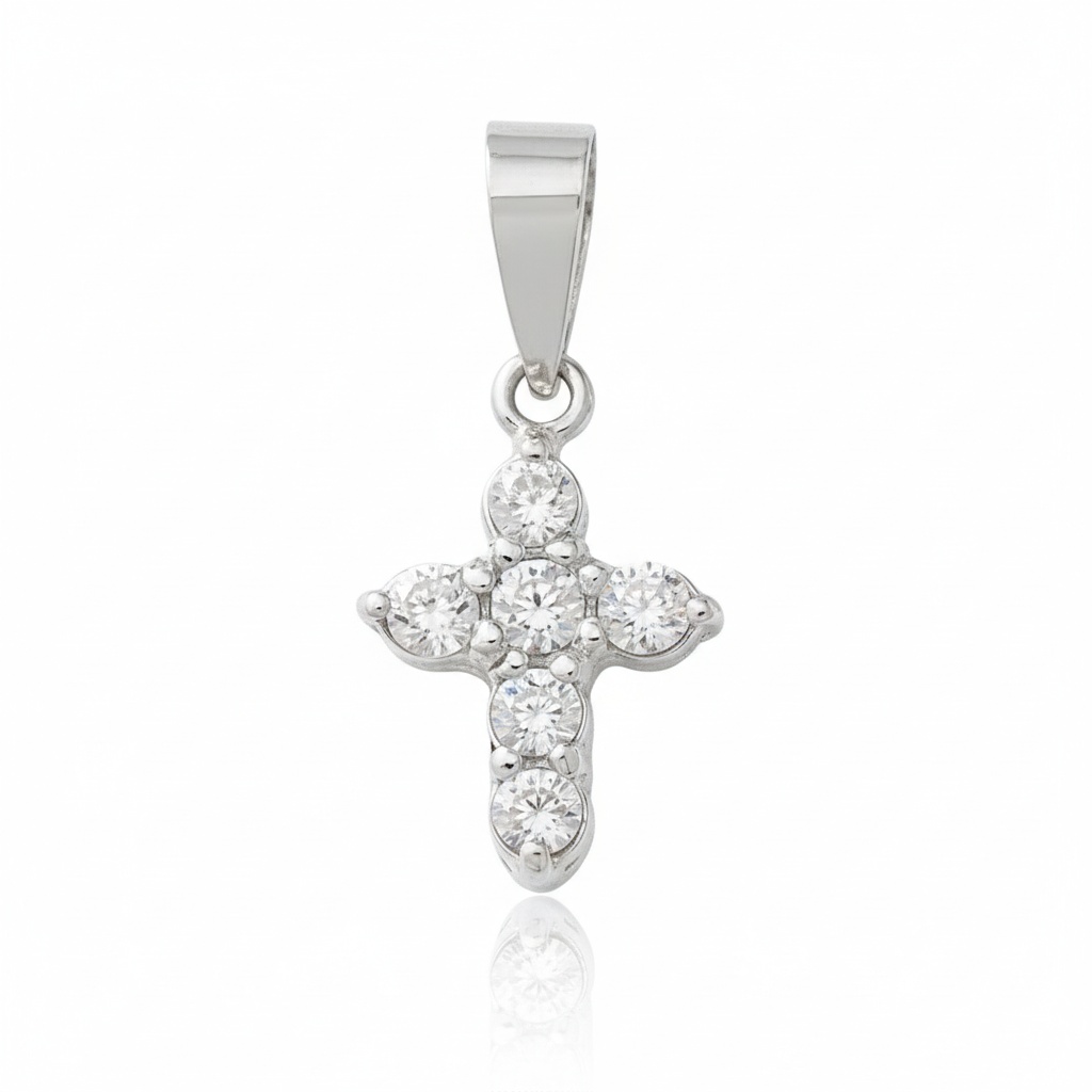 CRUZ ORO BLANCO 18KL DIAMANTES