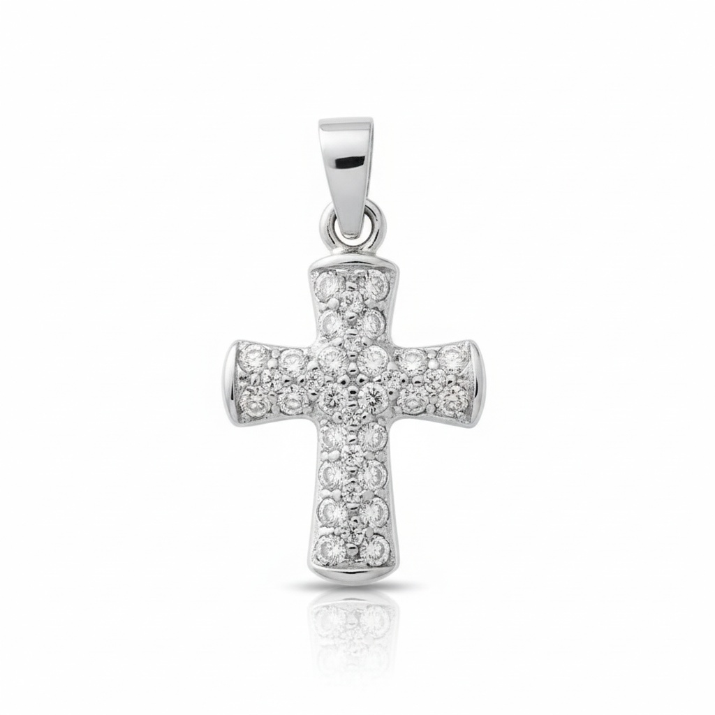 CRUZ ORO BLANCO 18KL DIAMANTES