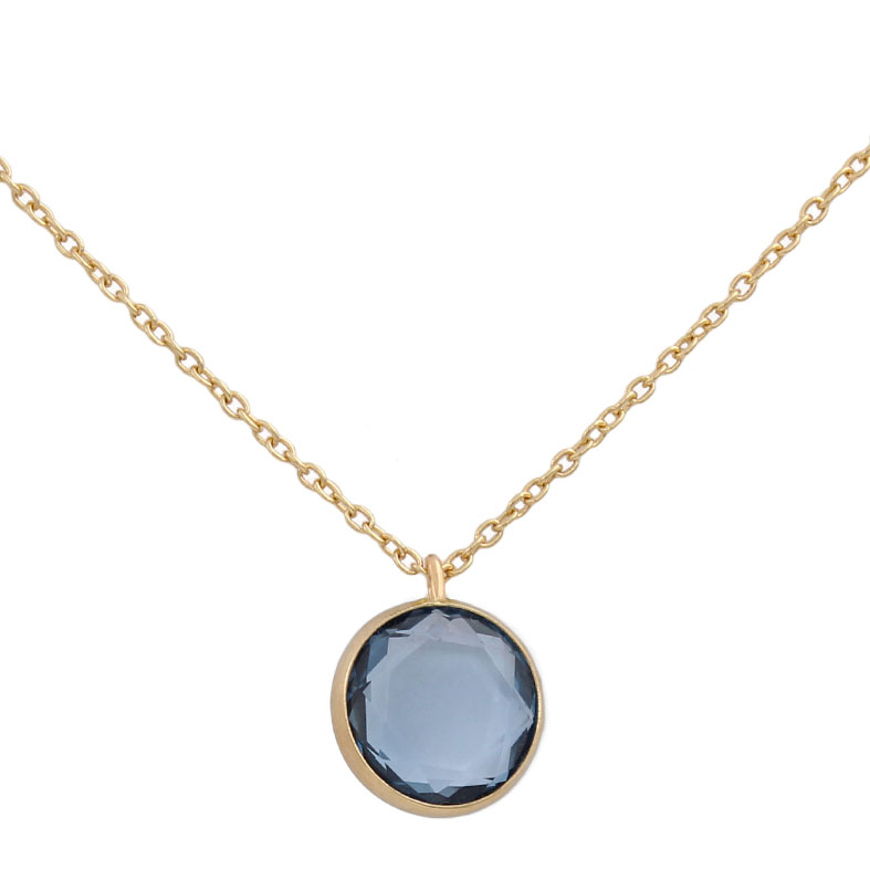 GARGANTILLA  ORO 18KL CIRCULO PIEDRA AZUL