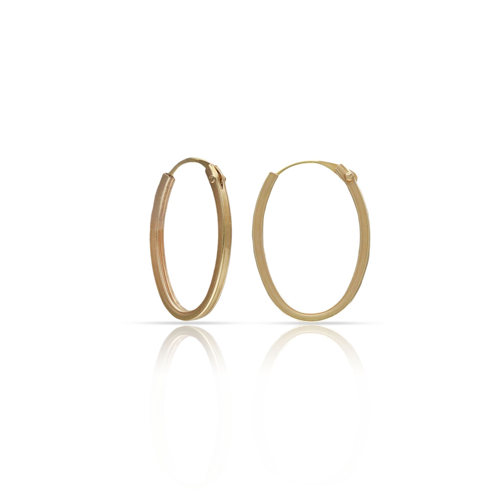 AROS ORO 18KL OVAL 4 CARAS - 8x12MM