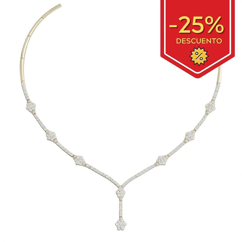 GARGANTILLA ORO 18KL ROSETONES CIRCONITAS