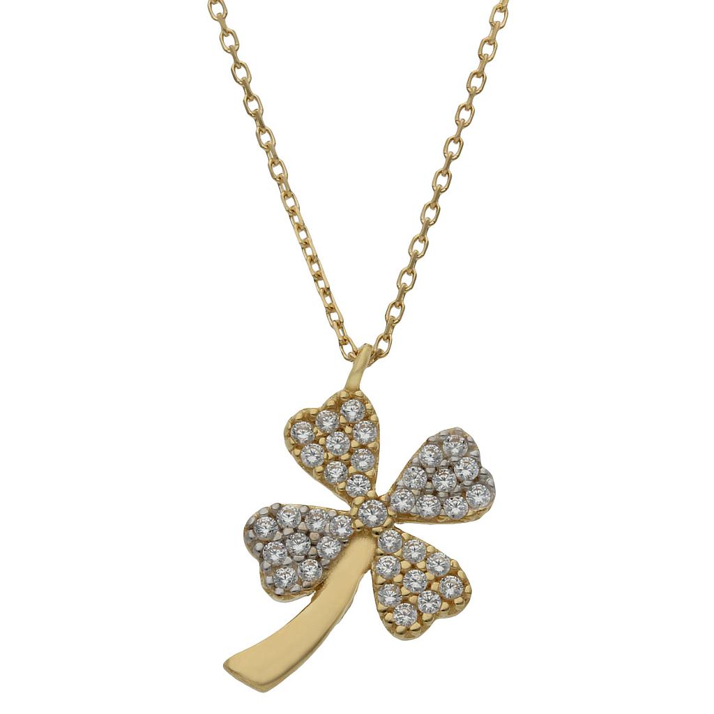 GARGANTILLA ORO 18KL TREBOL CIRCONITAS