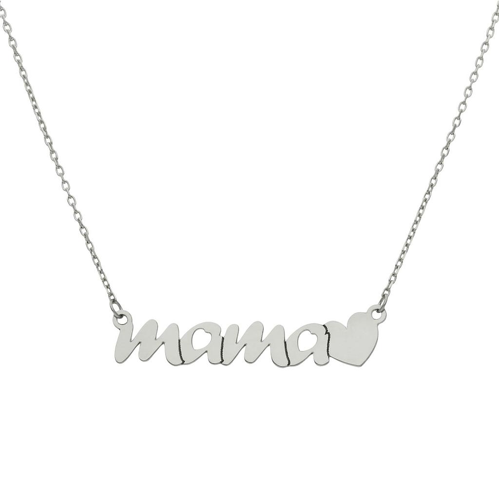 GARGANTILLA ORO BLANCO 18KL MAMA + CORAZON