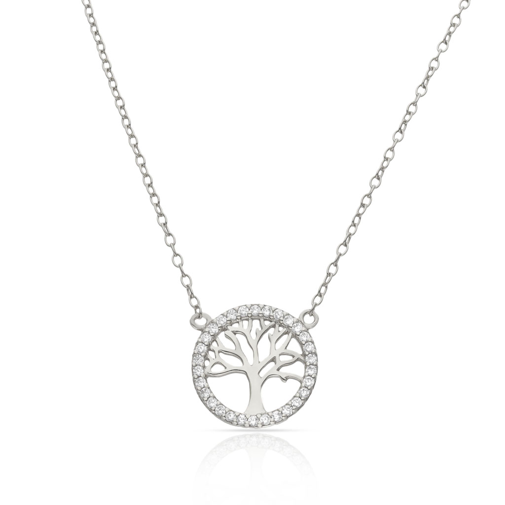 GARGANTILLA PLATA 925MM ARBOL DE LA VIDA CIRCONITAS