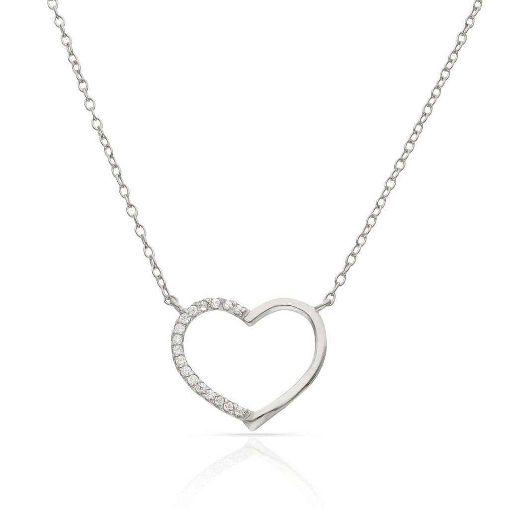 GARGANTILLA PLATA 925MM CORAZON CIRCONITAS