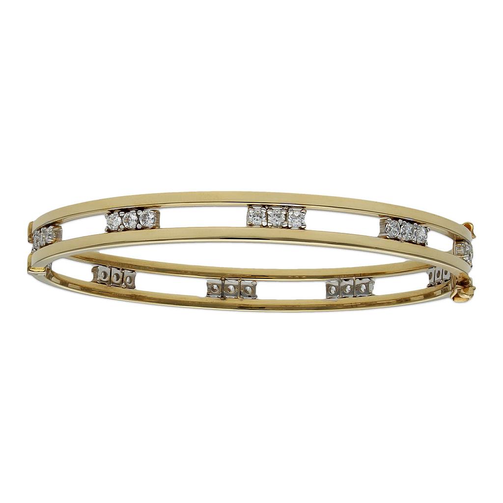 BRAZALETE BICOLOR CIRCONITAS ORO 18KL
