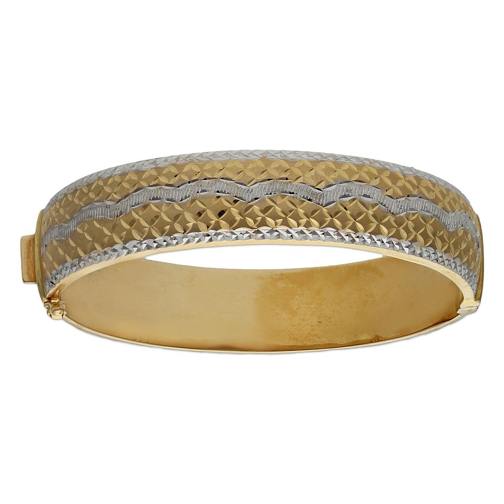 BRAZALETE BICOLOR TALLADA ORO 18KL