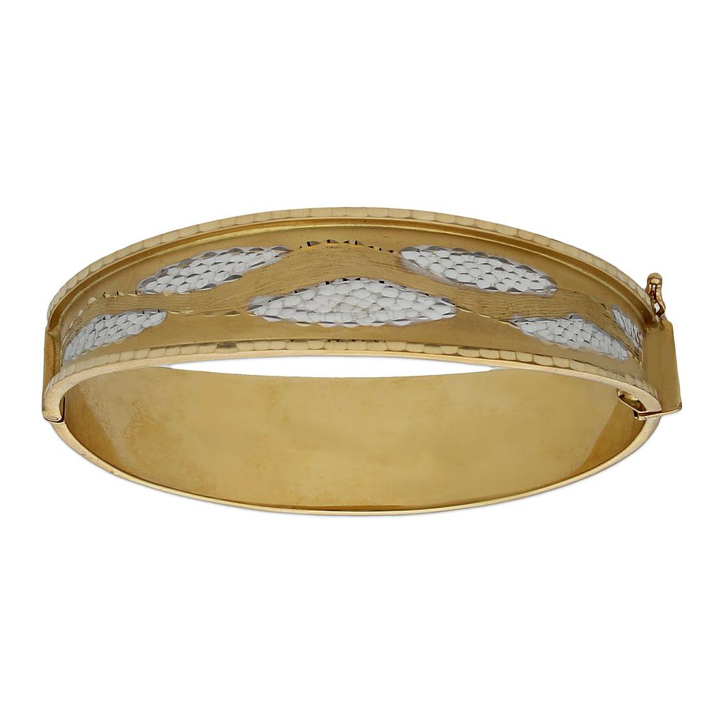 BRAZALETE BICOLOR TALLADO ORO 18KL