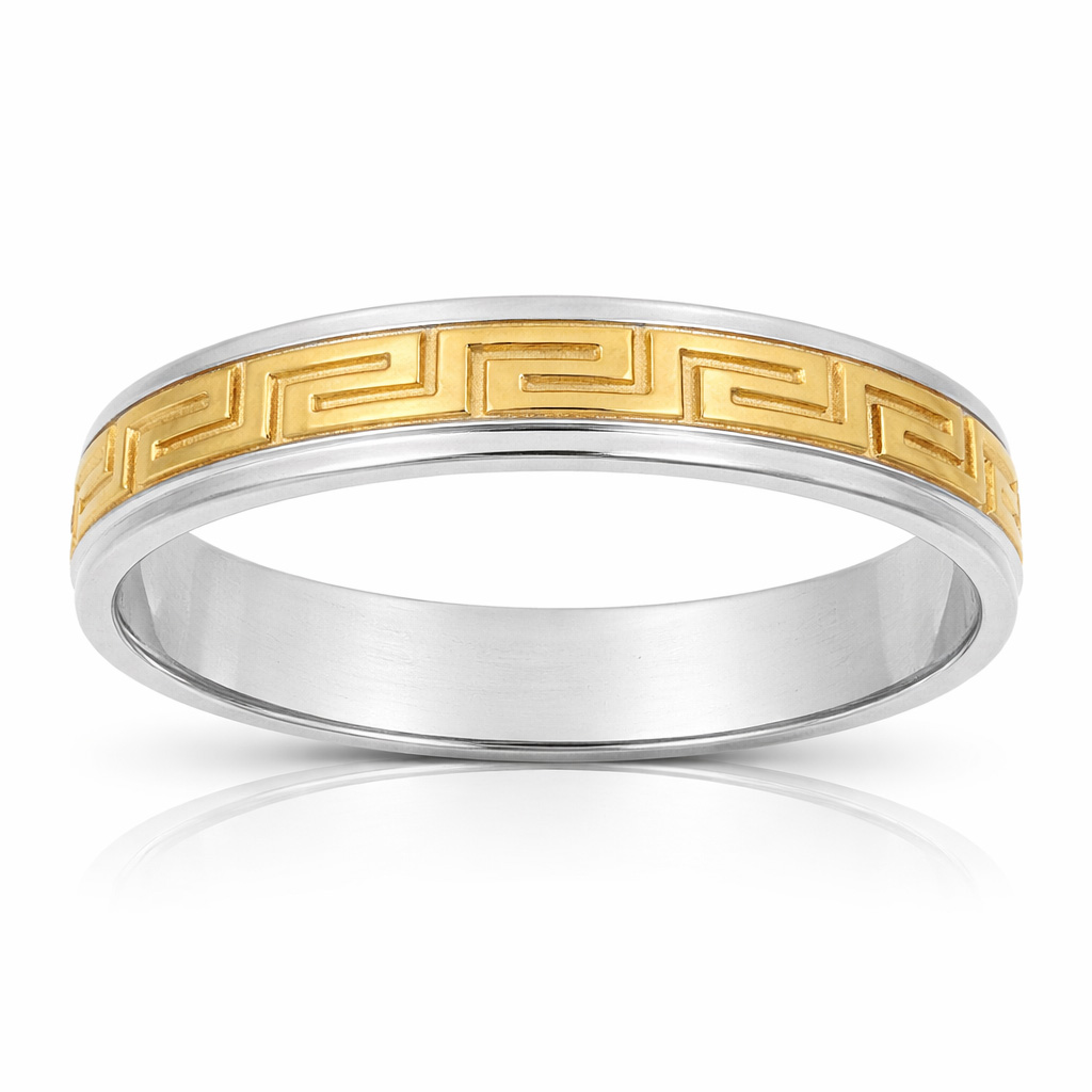 ALIANZA ORO 18KL BICOLOR GRECA - 4MM
