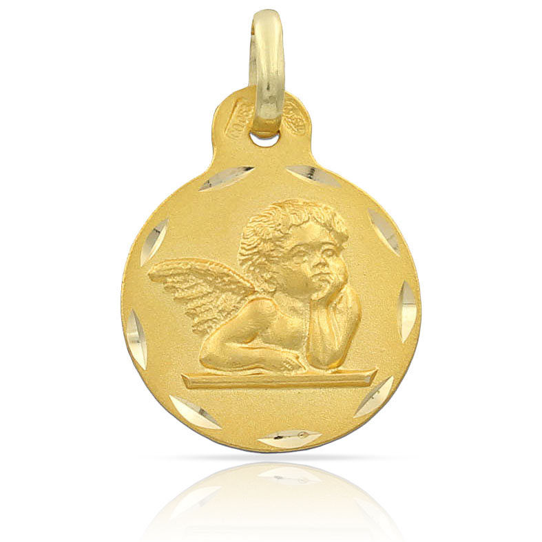 MEDALLA ORO 18KL ANGEL DE LA GUARDA - 15MM